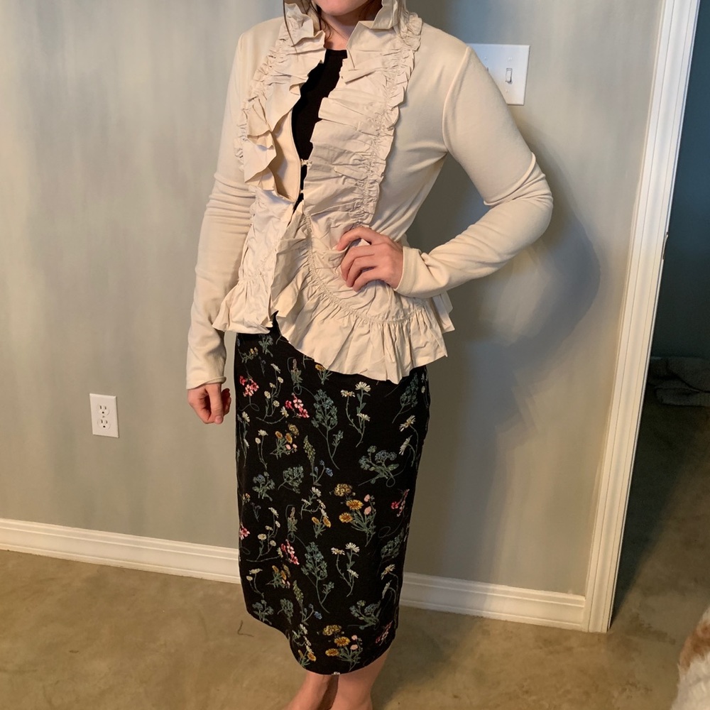 Cream Exaggerated Ruffle RYU Blazer